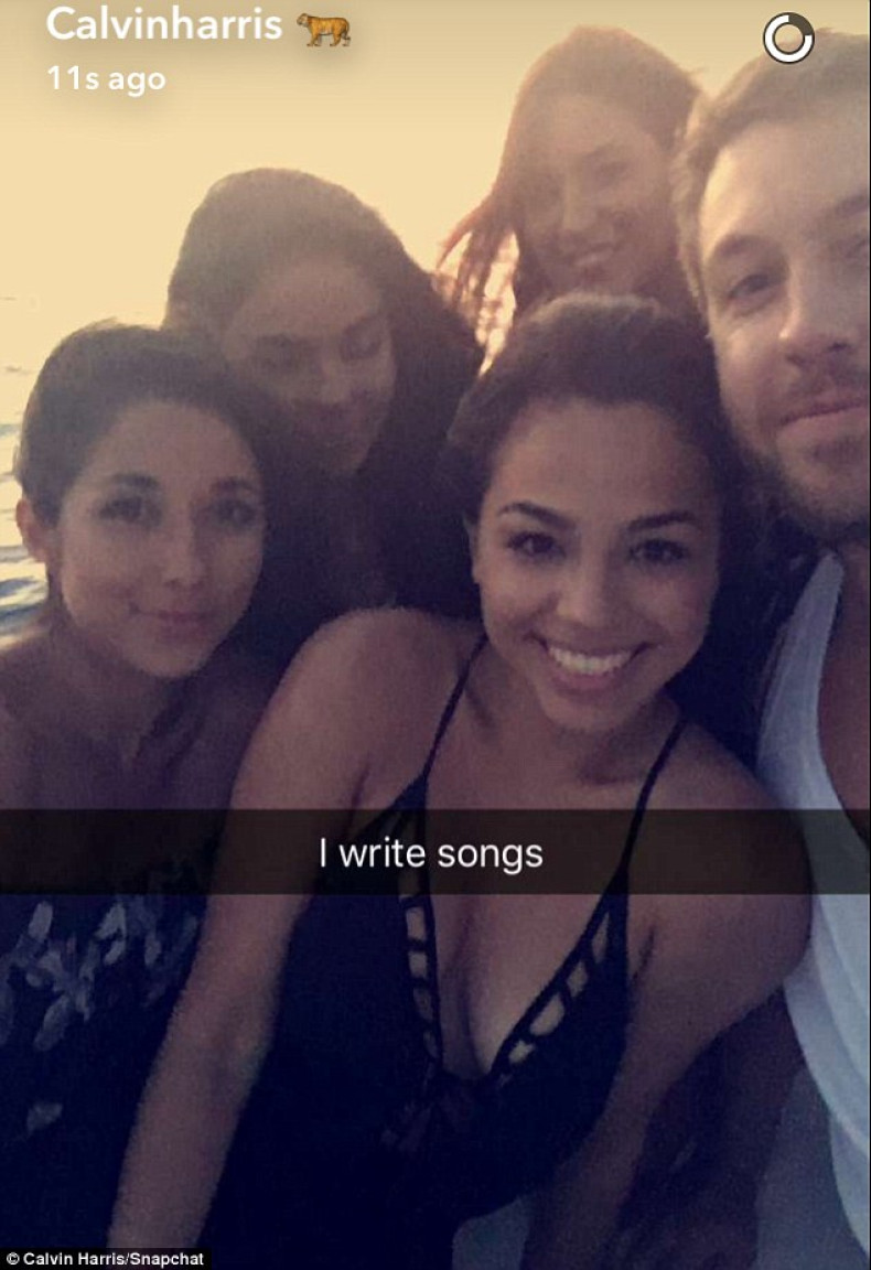 Calvin Harris with mystery ladies on SnapChat