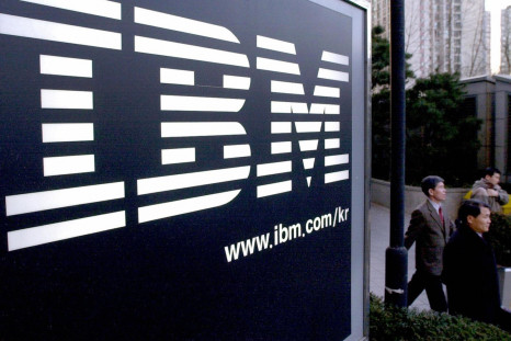 IBM logo and pedestrians