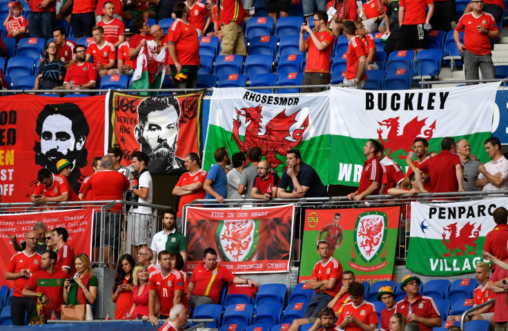 Welsh fans inside the ground