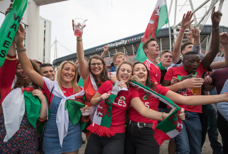 Welsh fans watch the game in Cardiff
