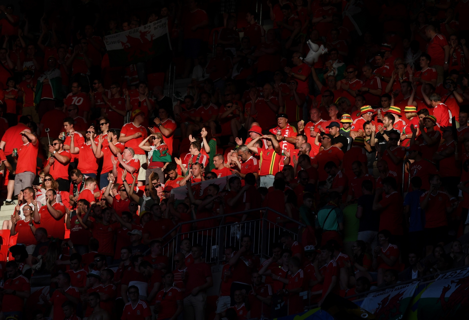 Welsh fans inside the ground Welsh fans inside the ground