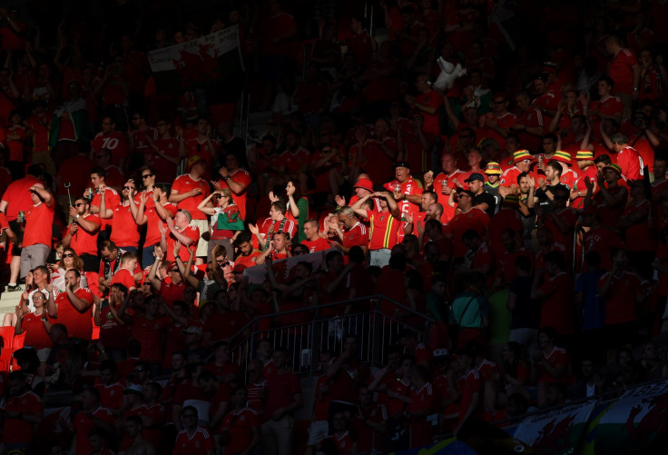 Welsh fans inside the ground