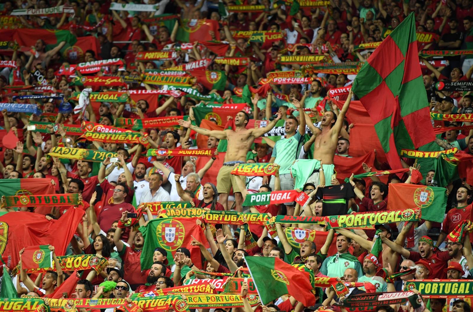 Portugal fans cheer their side on Portugal fans cheer their side on