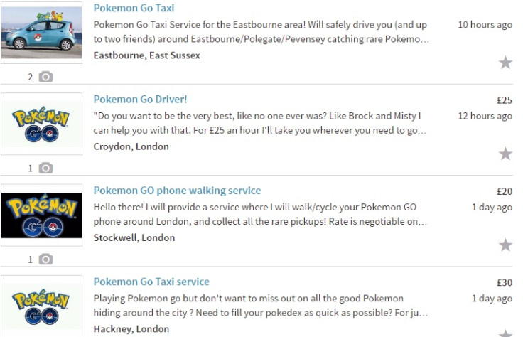 Pokemon Go Gumtree ads