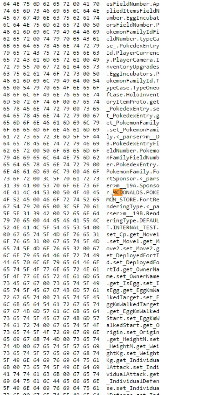 Pokémon Go .apk source code features McDonald's
