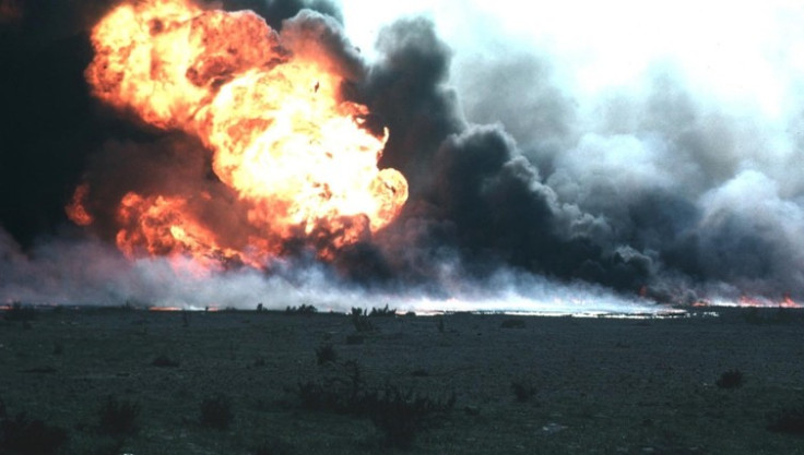 Oil field on fire