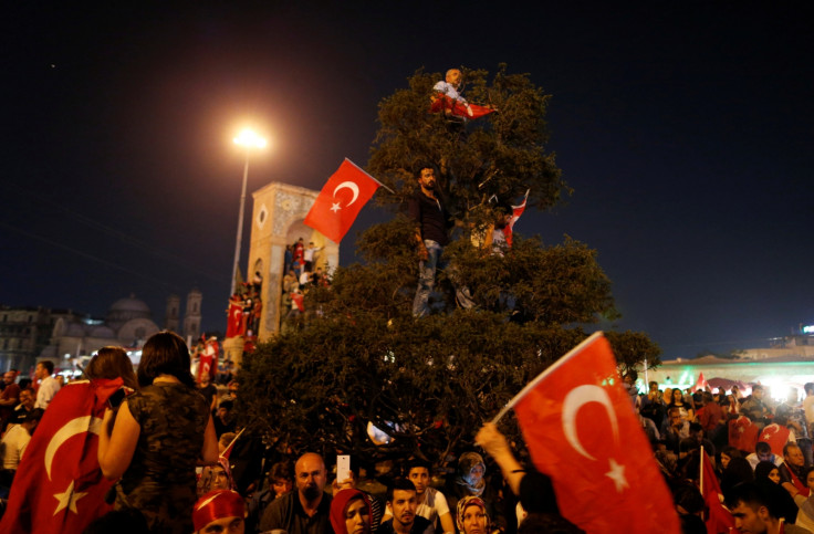 Turkey coup Istanbul cheering crowd 2016