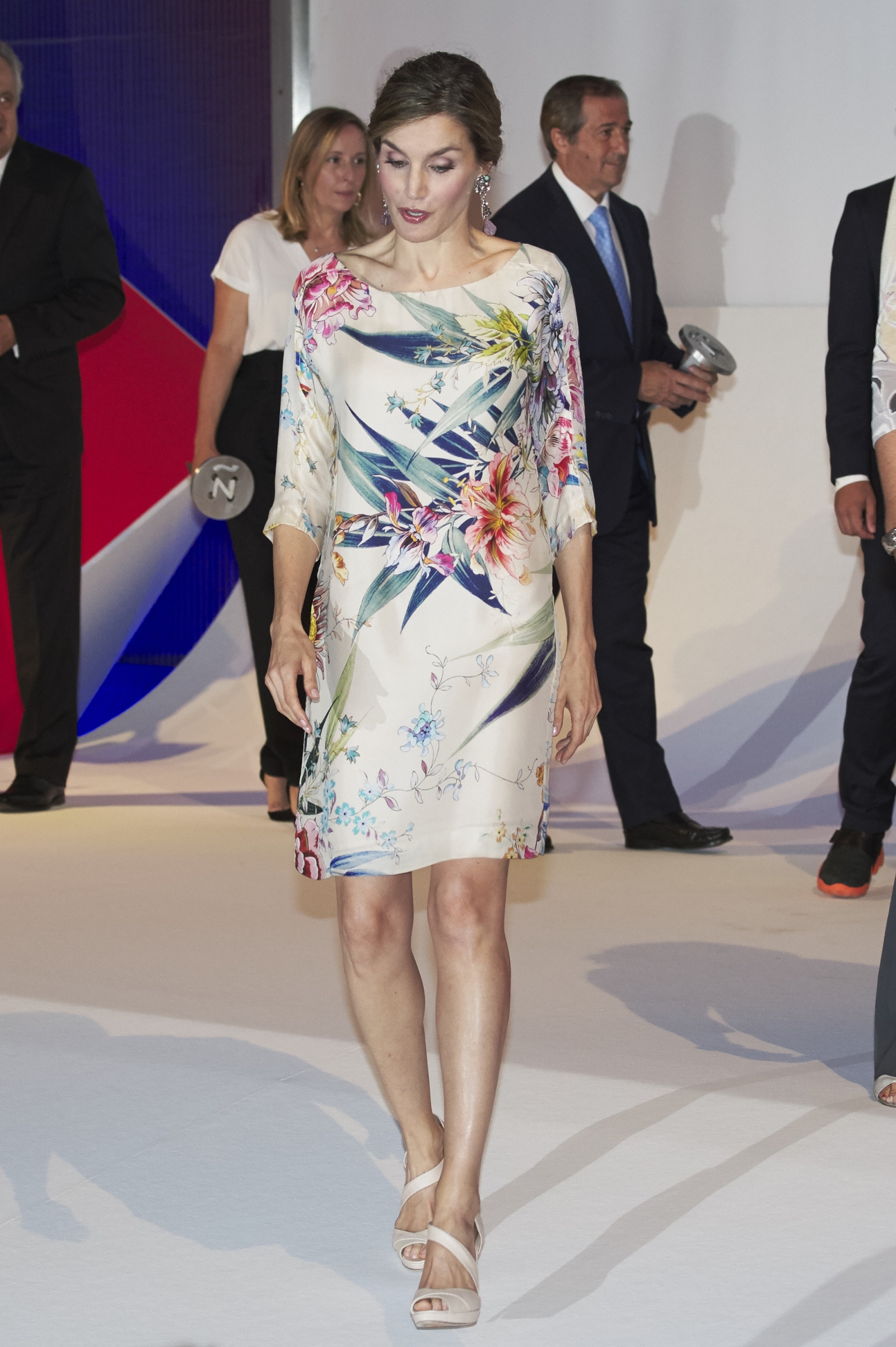 Queen Letizia of Spain hosts National Fashion Awards in recycled Zara dress