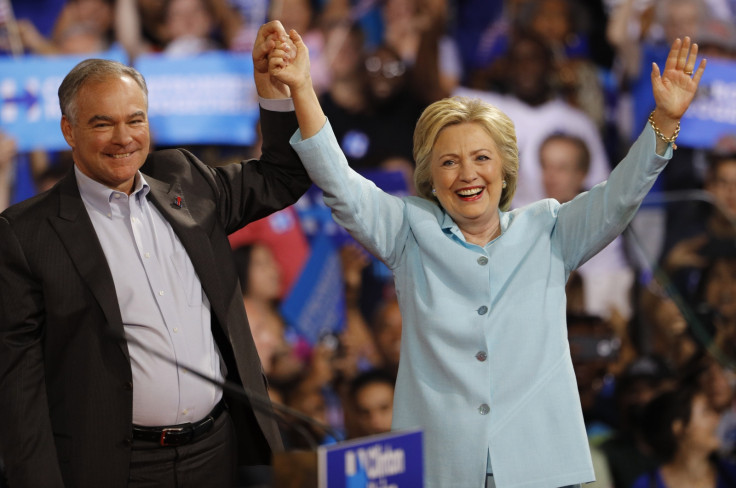 Hillary Clinton and VP running mate Tim Kaine