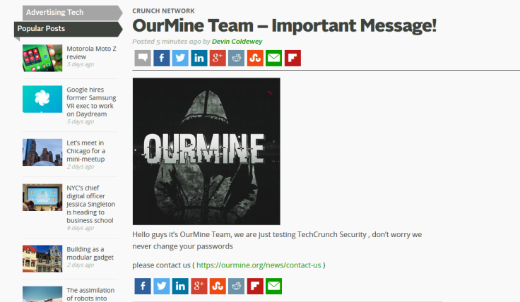 TechCrunch website defaced