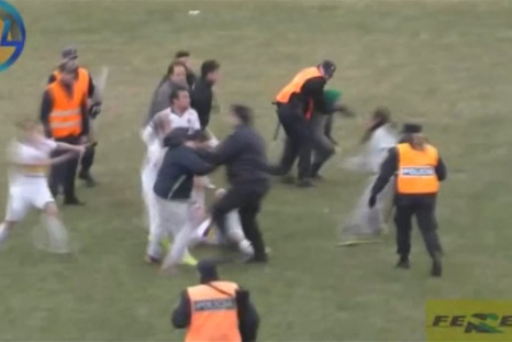 Argentina football match turns into brawl