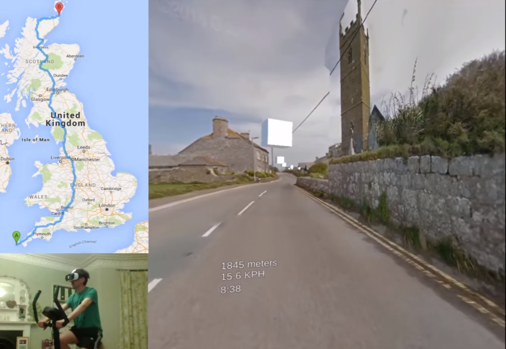 UK man cycles length of UK using VR headset and exercise bike