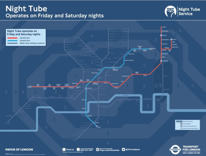 Night Tube map