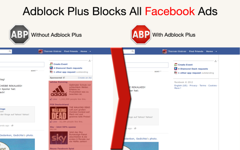 Adblock Plus demonstrates solution working on Facebook