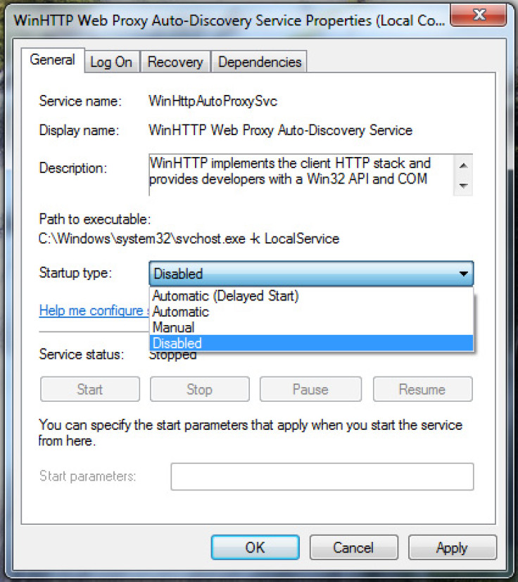 Disable WPAD in Properties