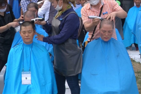 South Korea protest THAAD by shaving heads