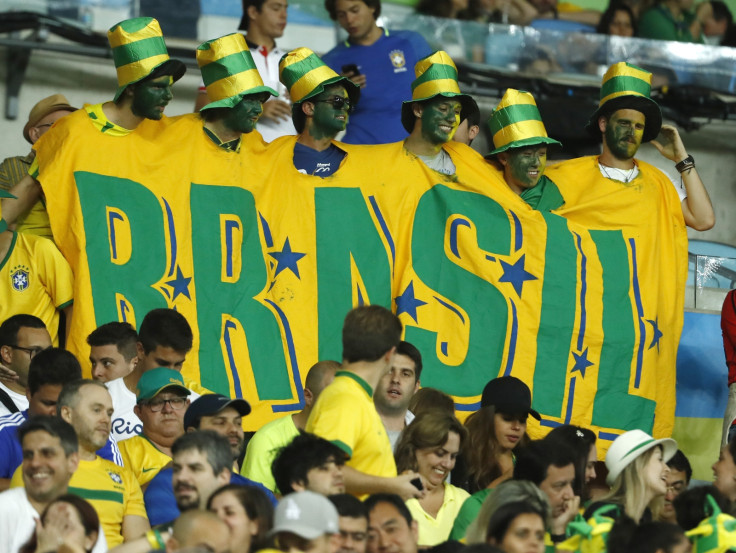 Brazil fans cheer their side on