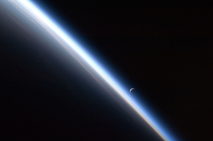 Earth's atmosphere with moon