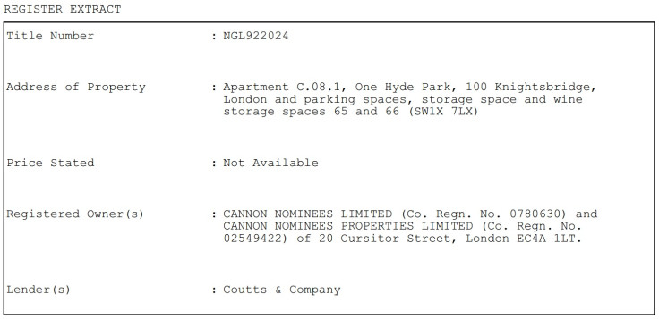 Land Registry NGL922024 One Hyde Park