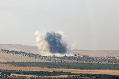 Smoke rises from the Syrian border town of Jarablus