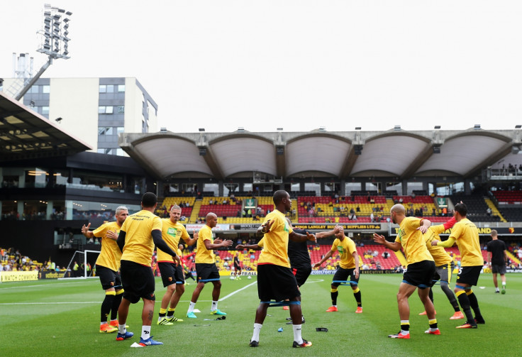 Watford players during the warm-up