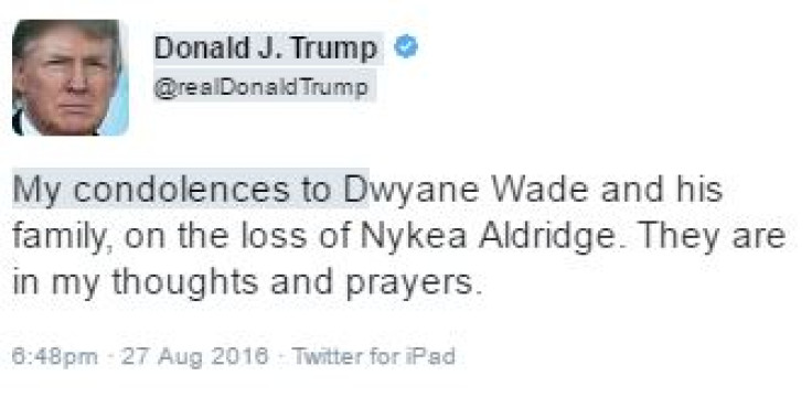 Donald Trump Dwyane Wade condolence tweet