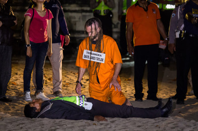 Bali beach killing reenactment