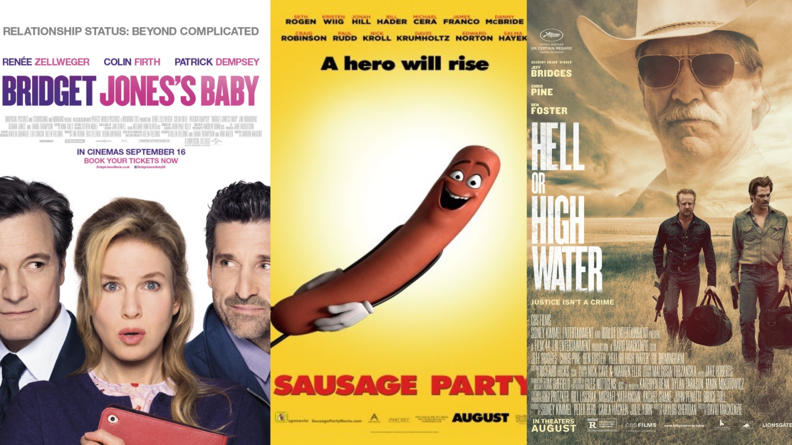 September film preview: Sausage Party, Bridget Jones's Baby and Hell Or High Water