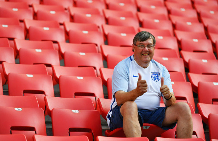 An England fan inside the ground