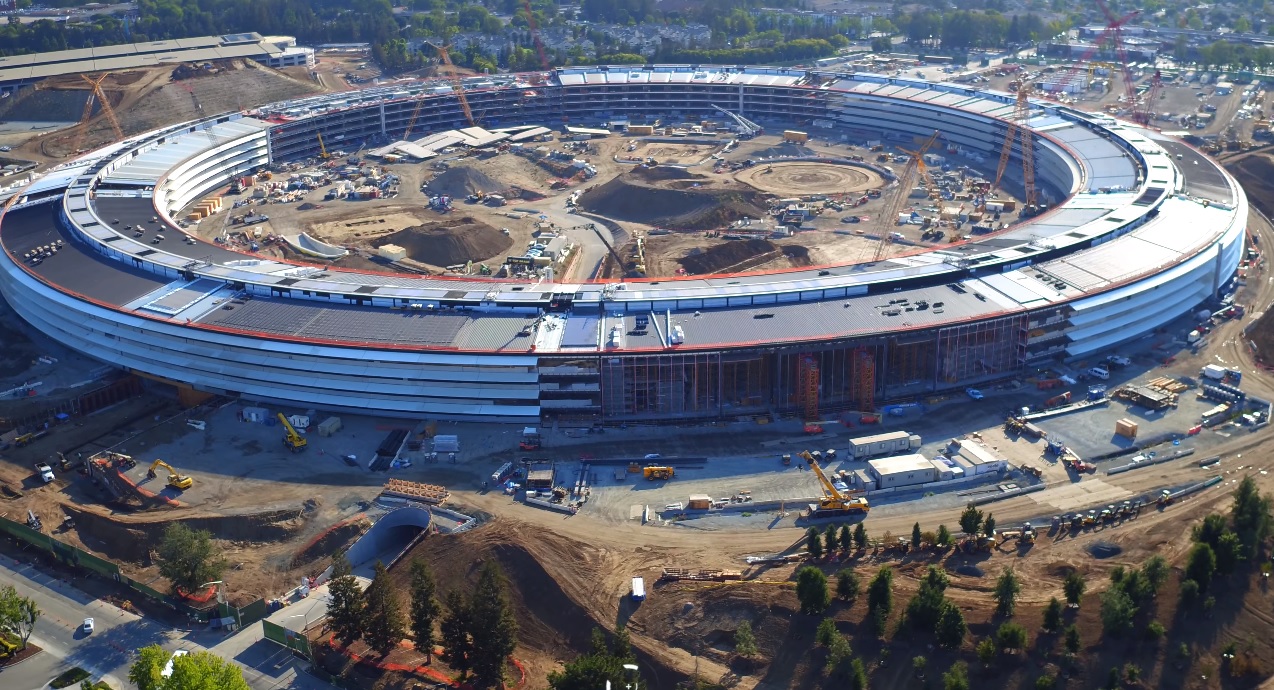 Apple Campus 2 drone footage: 'Spaceship' build progress