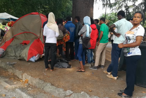 Refugee crisis: Makeshift camps outside San Giovanni train station in Como City