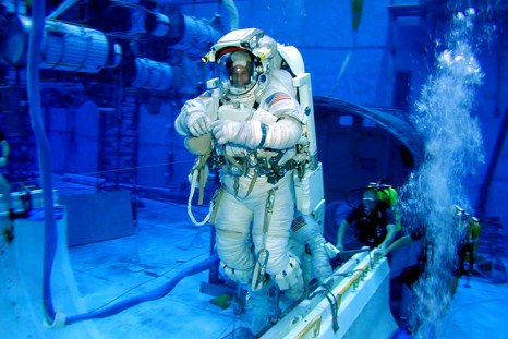 A Nasa astronaut training underwater