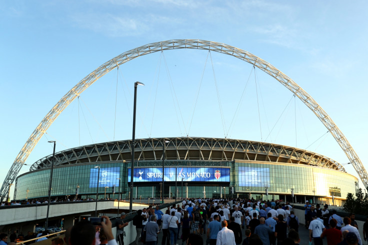 The scene at Wemblery before the game
