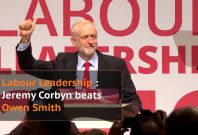 Jeremy Corbyn celebrates leadership victory