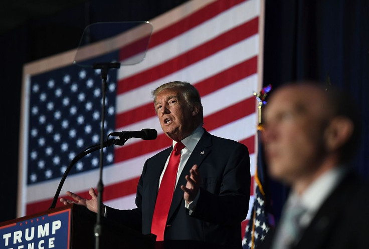 Trump speaks nduring a campaign rally in