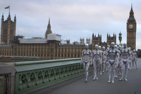 Watch humanoid robots walking through London