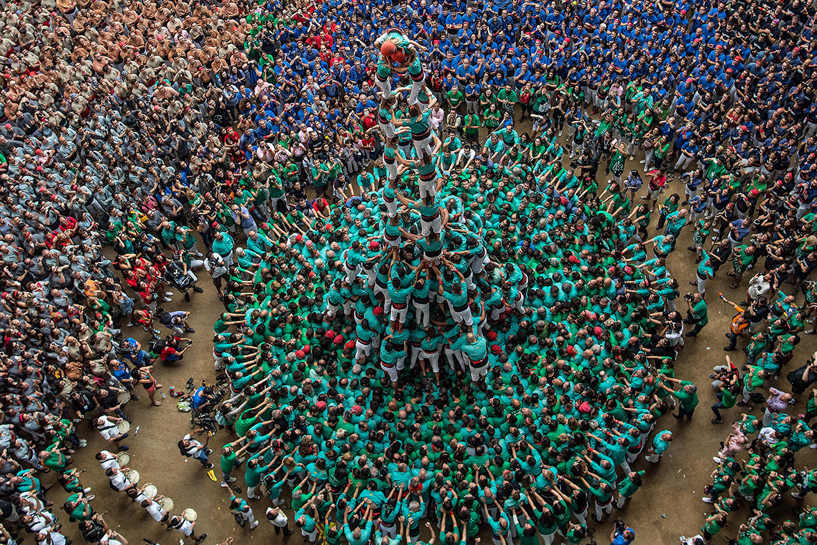 Spain Teams construct human towers at the 26th Concurs de Castells in