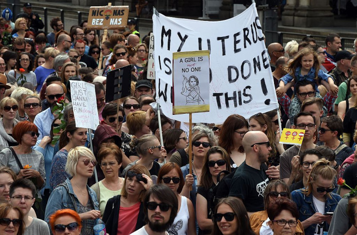 Pro-choice campaigners in Warsaw