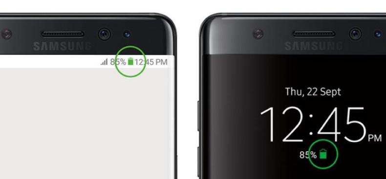 Galaxy Note 7 green battery icon