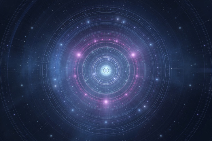 Abstract astrological time wheel in space