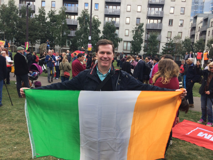 Austin Harney was at the rally representing the Irish community
