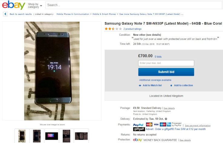 Samsung Galaxy Note 7 on eBay