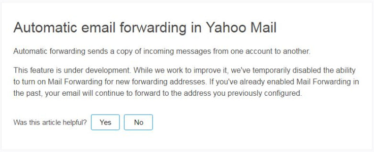 Yahoo Mail message
