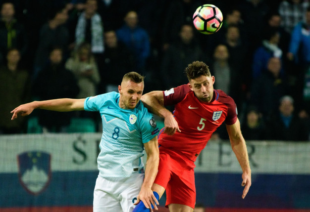 Gary Cahill heads the ball clear Gary Cahill heads the ball clear