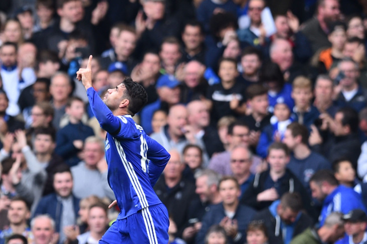 Diego Costa celebrates his goal