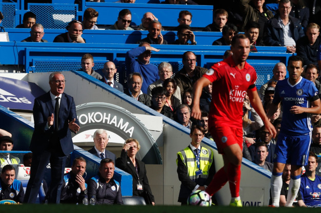 Claudio Ranieri urges his players on Claudio Ranieri urges his players on