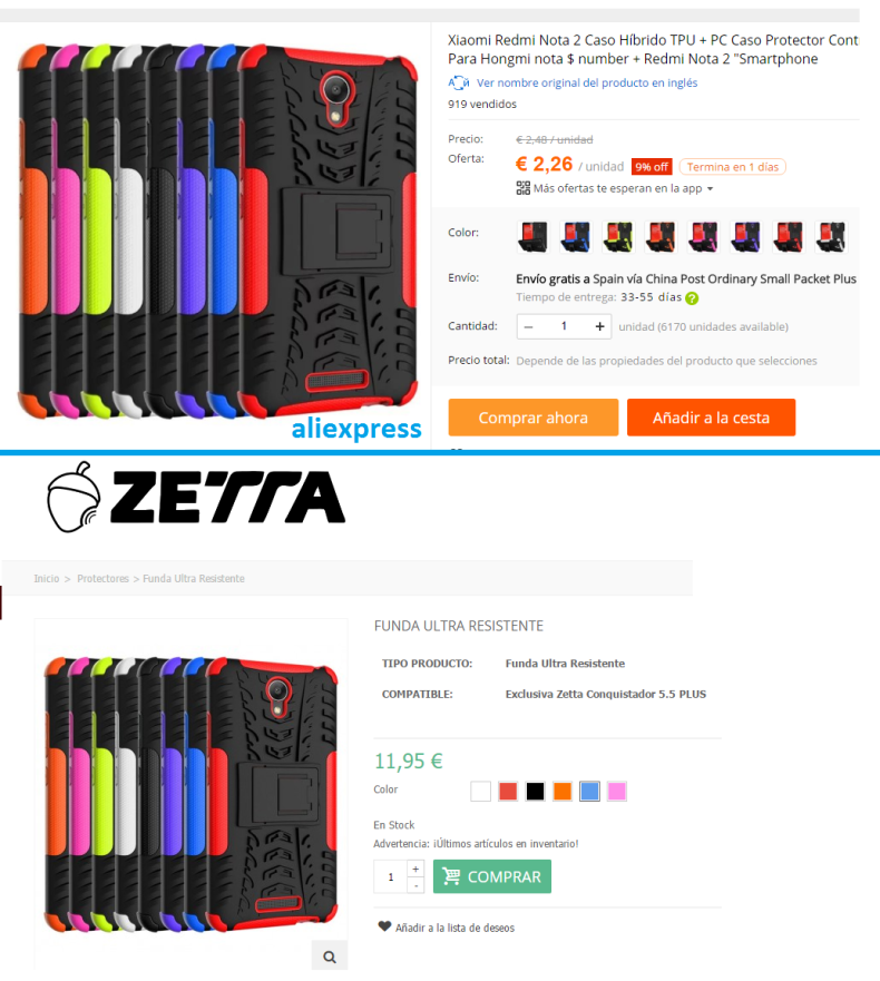 Xiaomi case on Aliexpress sold on Zetta