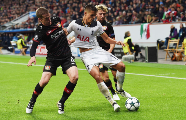 Erik Lamela shields the ball Erik Lamela shields the ball