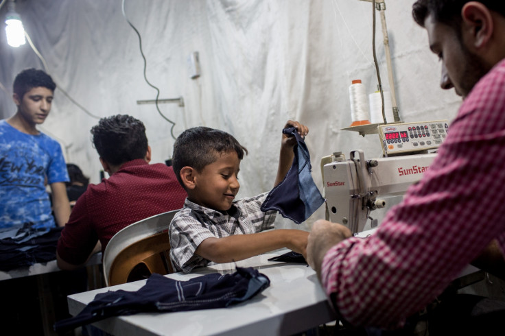 Syrian refugee in garment factory