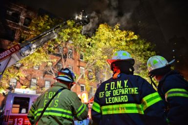 New York City firefighters tackle apartment blaze